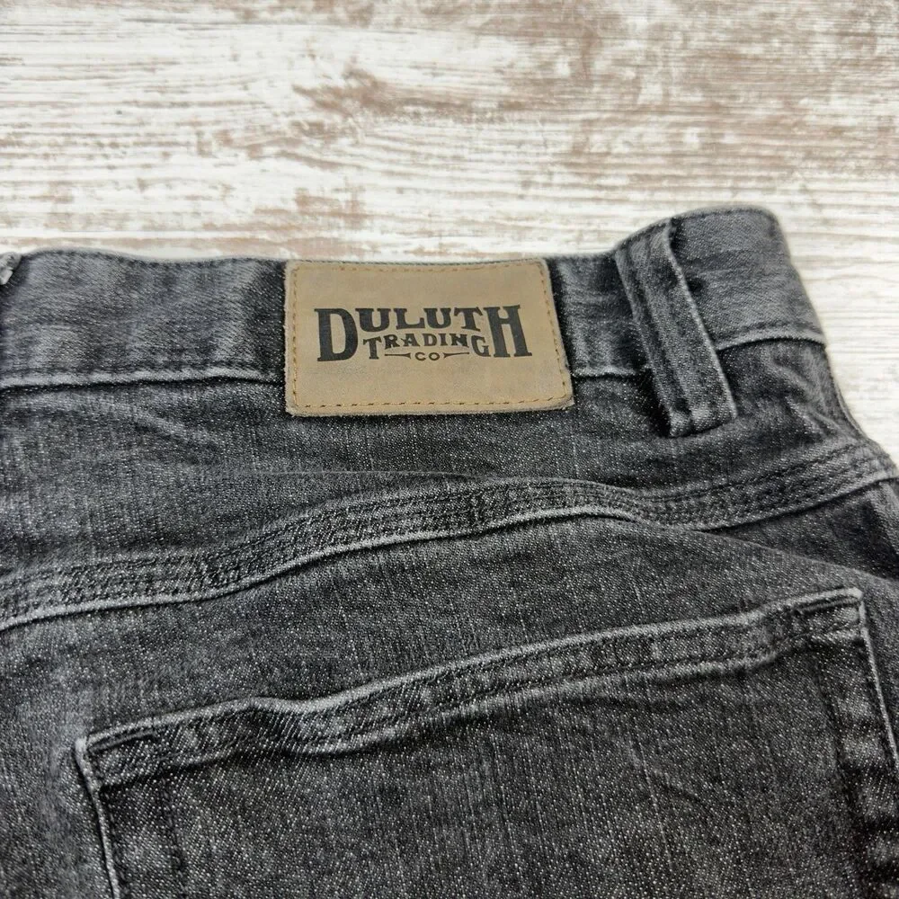 Duluth Trading Flex Ballroom Jeans Mens 32x28.5 Washed Black Stretch Gusseted